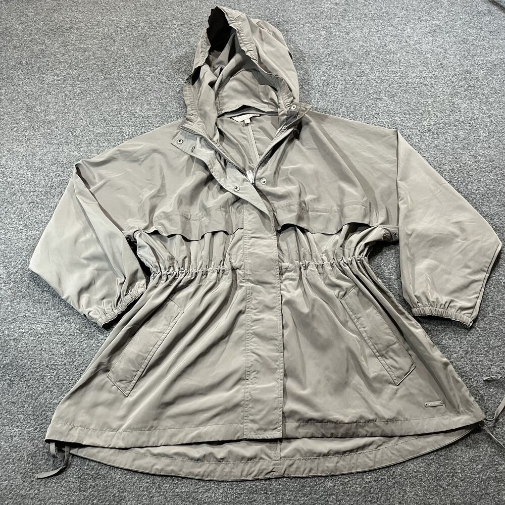 Athleta Jacket Womens S/M Gray Coat Full Zip Outdoor Polyester Relaxed Rain Hood